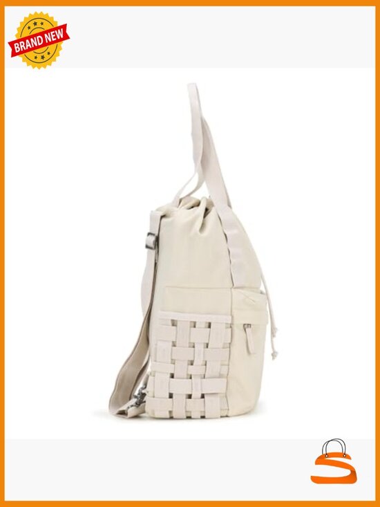 Convertible Tote Backpack with Laptop Storage, Nylon & Faux Leather, 4 Pockets main image 6